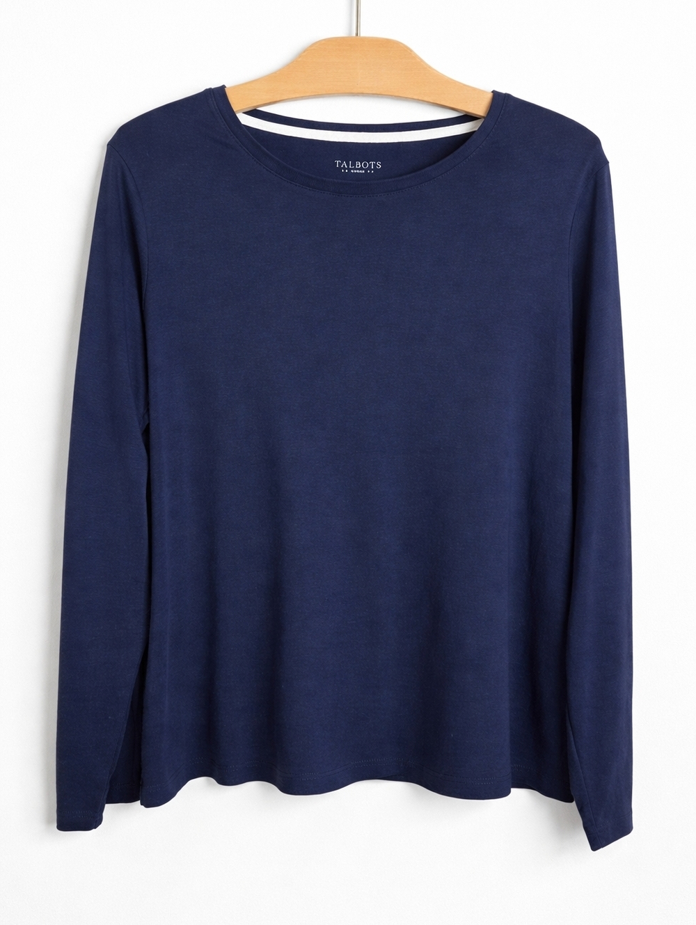 Talbots 1X Navy Blue Long Sleeve Tee Cotton Classic Crew Neck Top